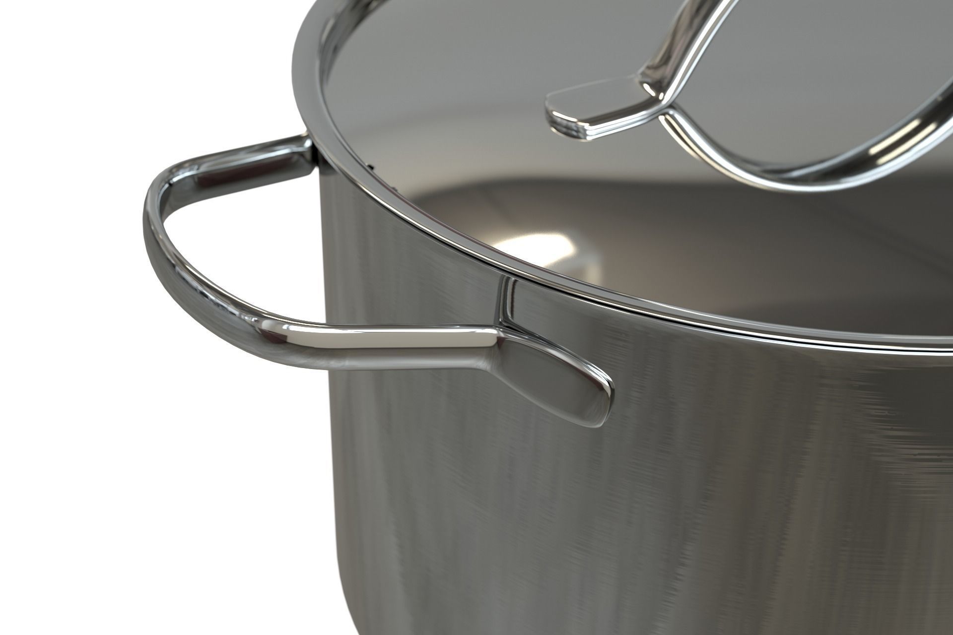 Photorealistic  Brushed Stainless Steel Cooking Pot 3D model_1