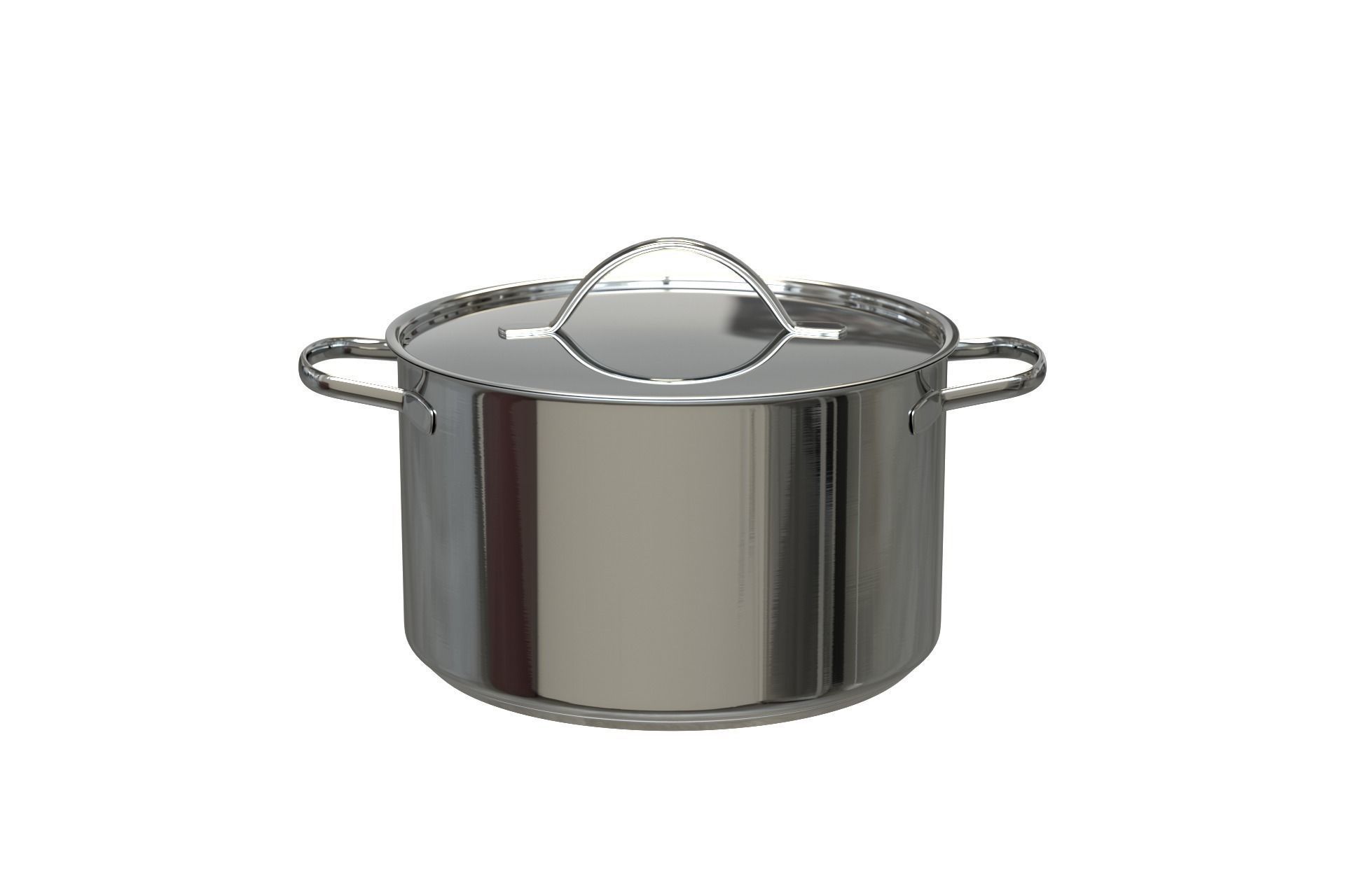 Photorealistic  Brushed Stainless Steel Cooking Pot 3D model_13