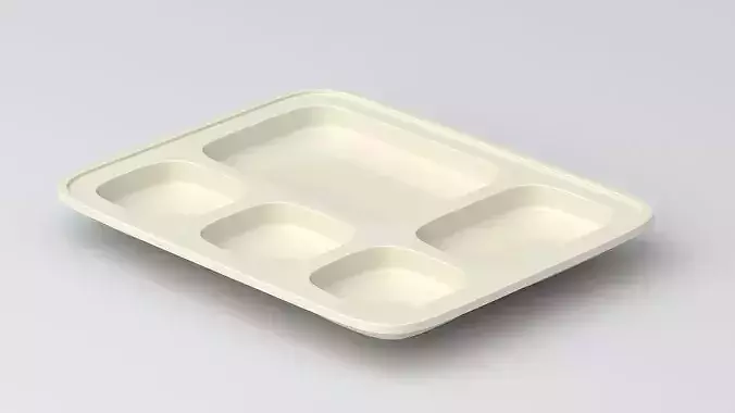 cream color plastic food tray 3D model 3
