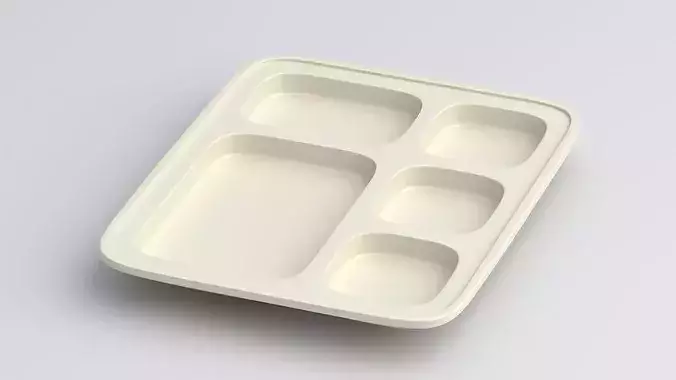cream color plastic food tray 3D model 6