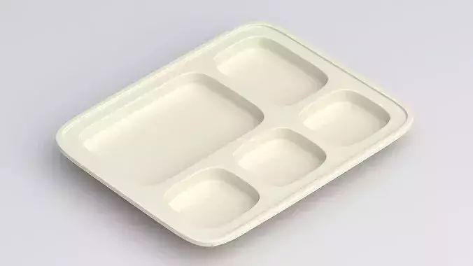 cream color plastic food tray 3D model 2