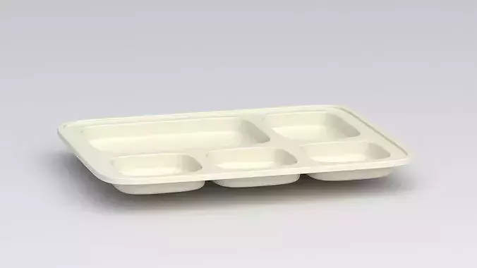 cream color plastic food tray 3D model 5
