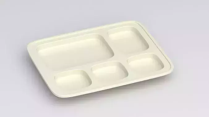 cream color plastic food tray 3D model 4