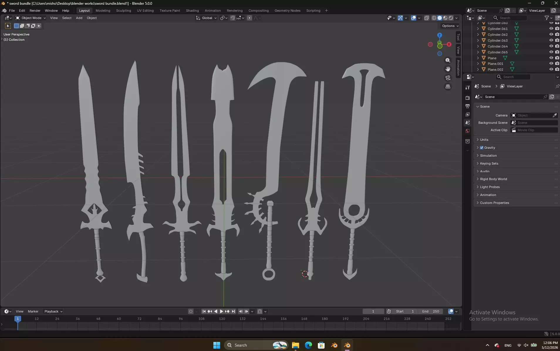 Sword Bundle Stylized RPG Weapon Pack Low-poly 3D model