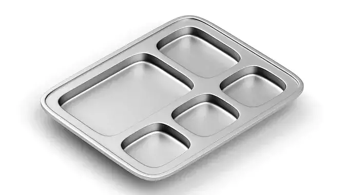 Stainless steel Food Tray 3D model 2