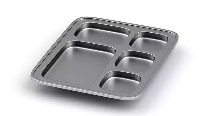 Stainless steel Food Tray 3D model 6