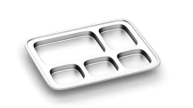 Stainless steel Food Tray 3D model 4