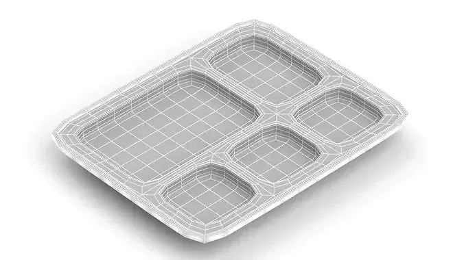 Stainless steel Food Tray 3D model 7