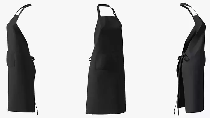 Black Cooking Apron 3D model 7