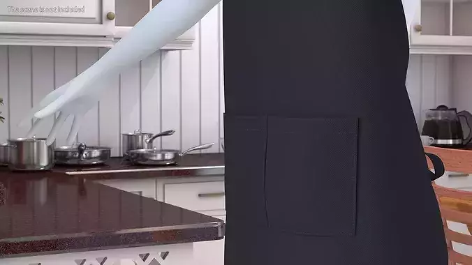 Black Cooking Apron 3D model 5