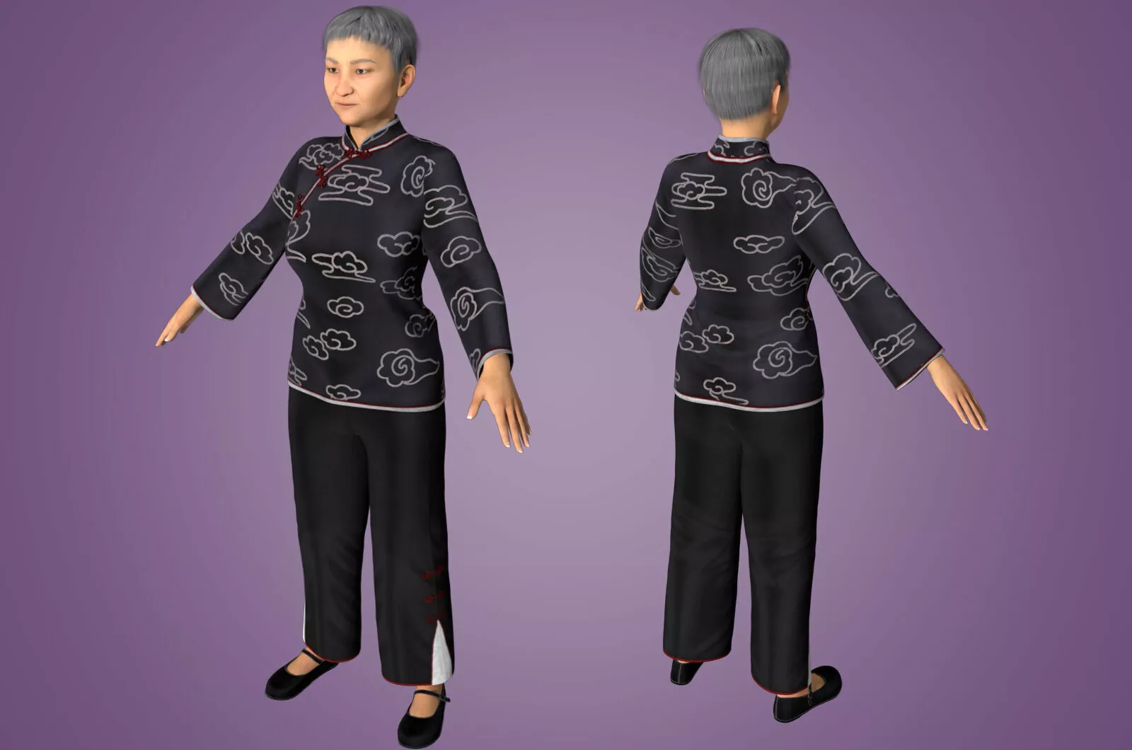 Old Woman Rigged Animated Low-poly 3D model Low-poly 3D model