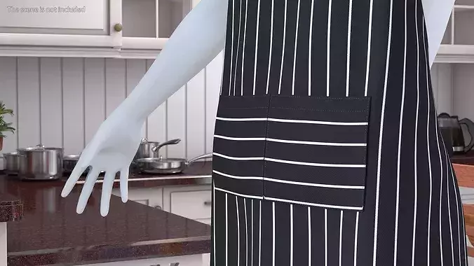 Mens Cooking Apron Striped on Mannequin 3D model 5