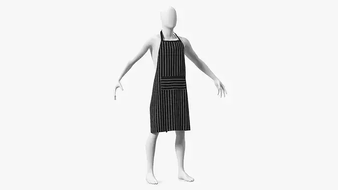 Mens Cooking Apron Striped on Mannequin 3D model