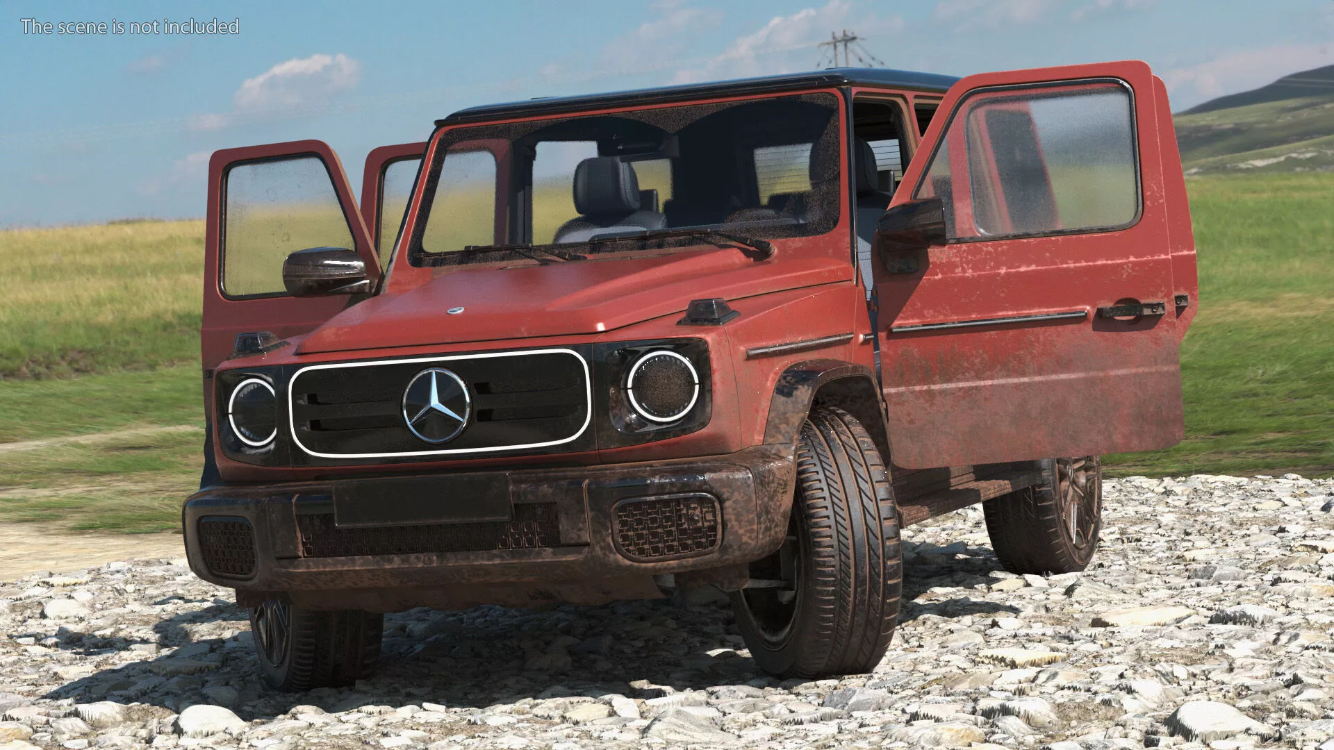 Dirty Mercedes-Benz G580 Red Color Rigged for Maya 3D model