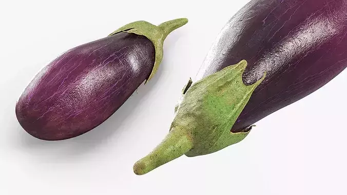 Eggplants with Green Calyx Purple 3D model 3