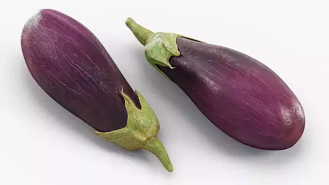 Eggplants with Green Calyx Purple 3D model