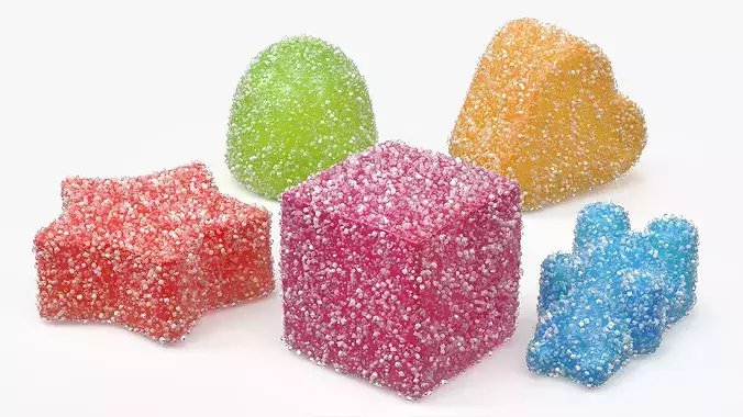 Assorted Gumdrops Sugar Coating Set Multicolor 3D model 3