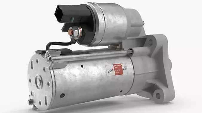 DC Cutaway Starter Motor with Housing 3D model 4