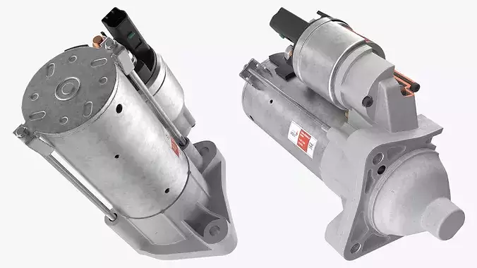 DC Cutaway Starter Motor with Housing 3D model 3