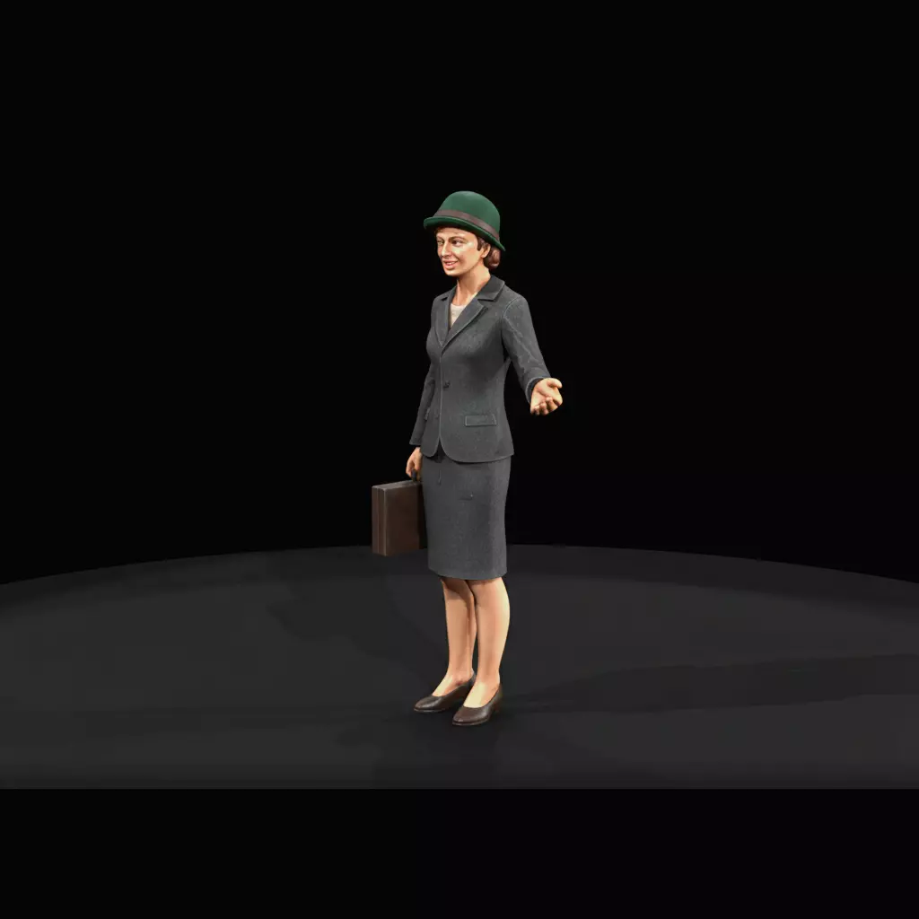 HO Woman with case holding out hand Printable STL 3D print model