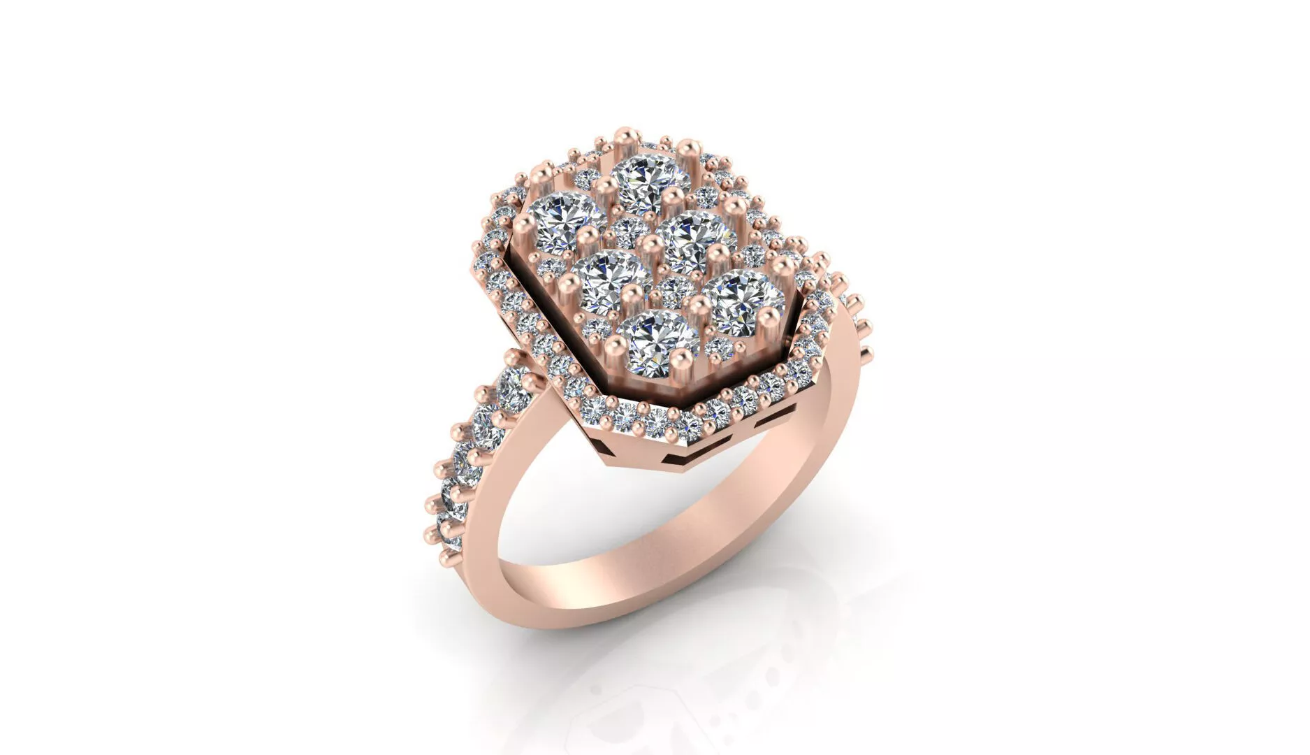 emerald round illusion high jewelry ring 3D print model