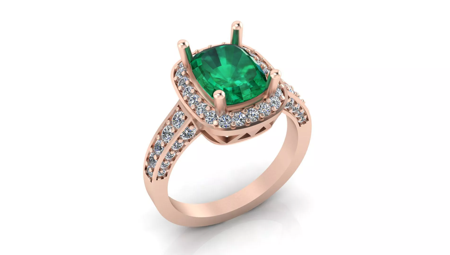cushion halo engagement jewelry ring 3D print model