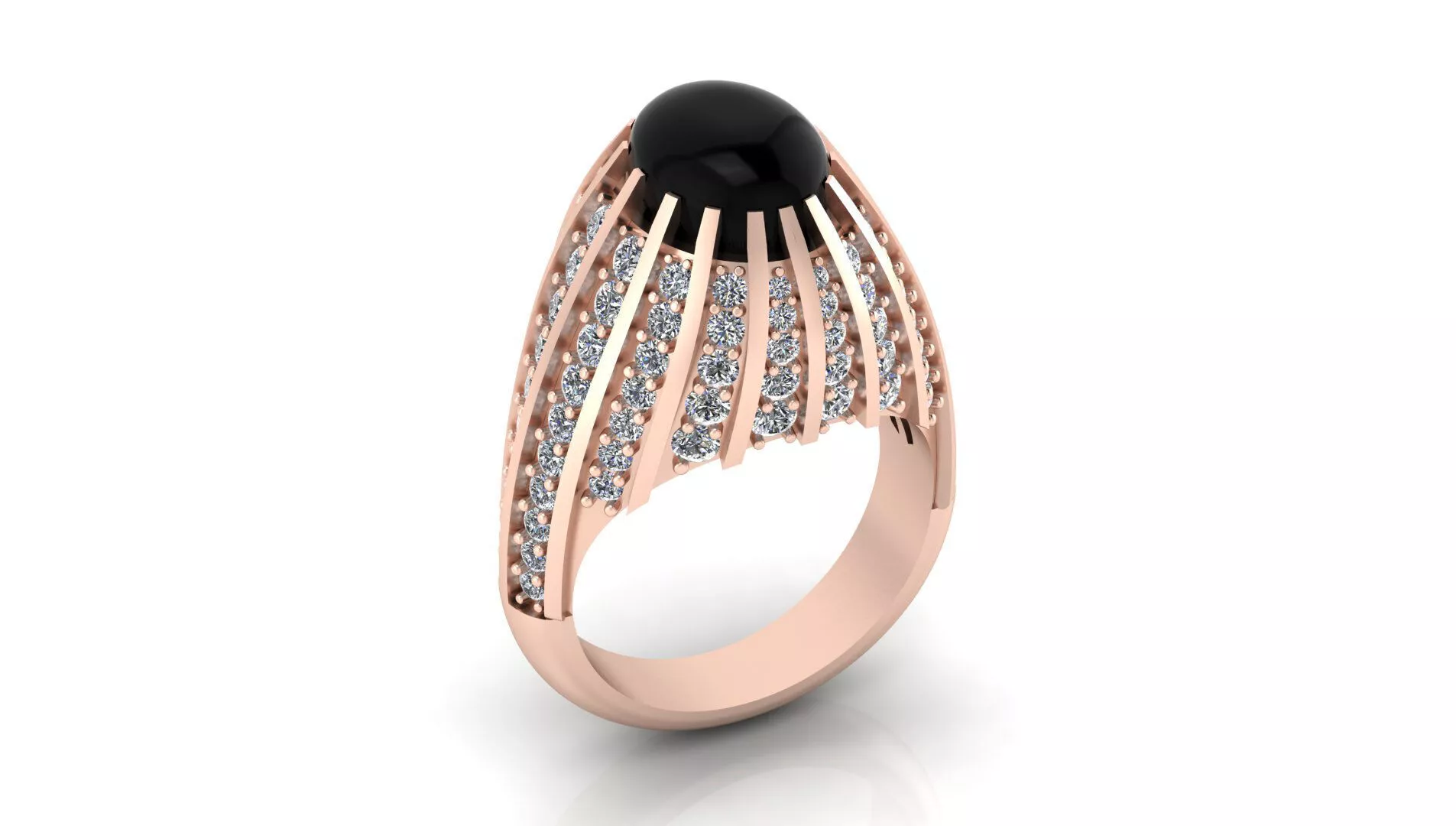 oval cabochon pave setting jewelry ring 3D print model