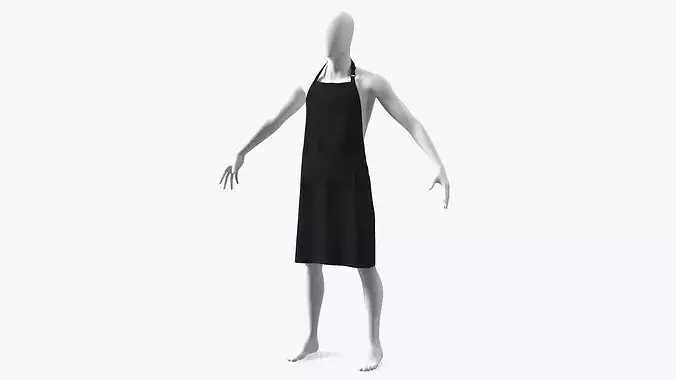 Mens Cooking Apron Black on Mannequin 3D model