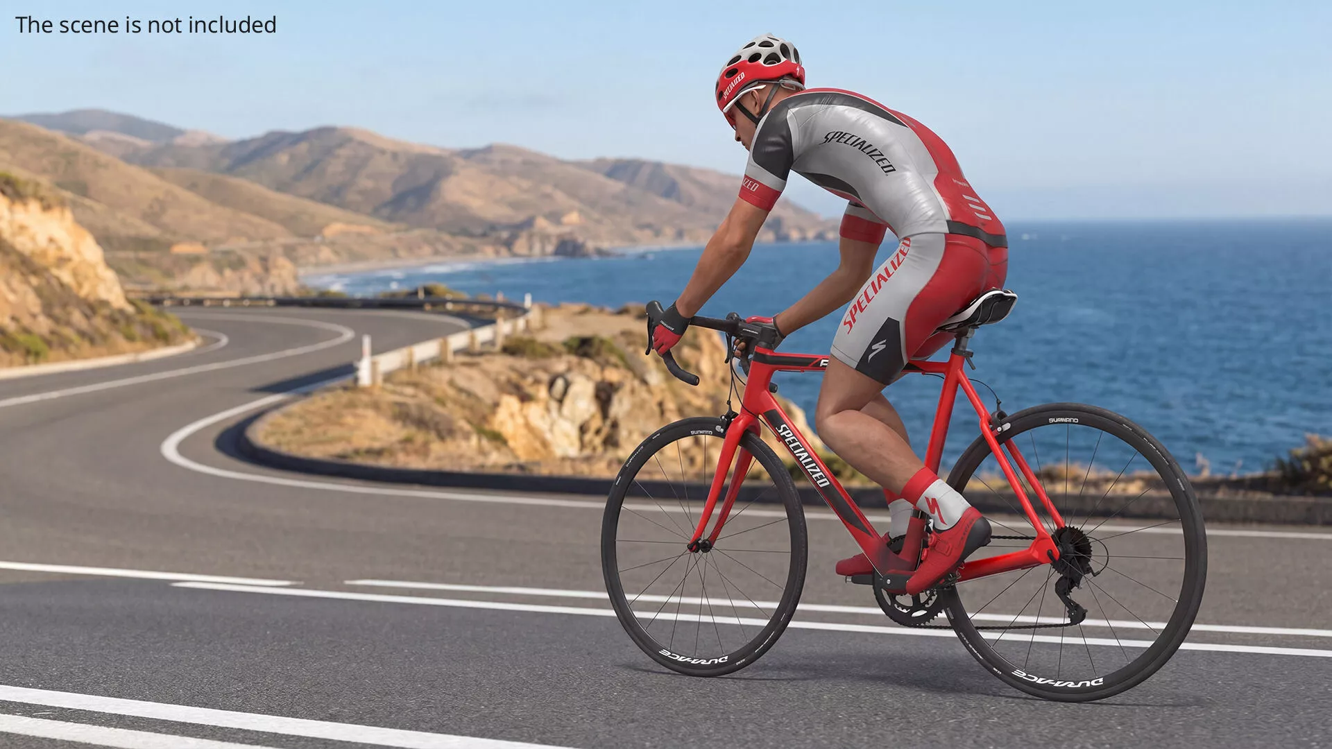 Cyclist on Bicycle Moderate Ride Animated Rigged For Maya 3D model