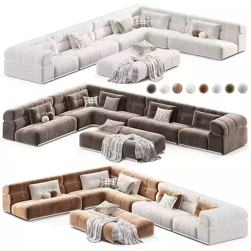 Minotti Coupe Modular Sofa Color Set 3D model 3