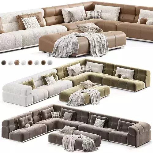 Minotti Coupe Modular Sofa Color Set 3D model 6