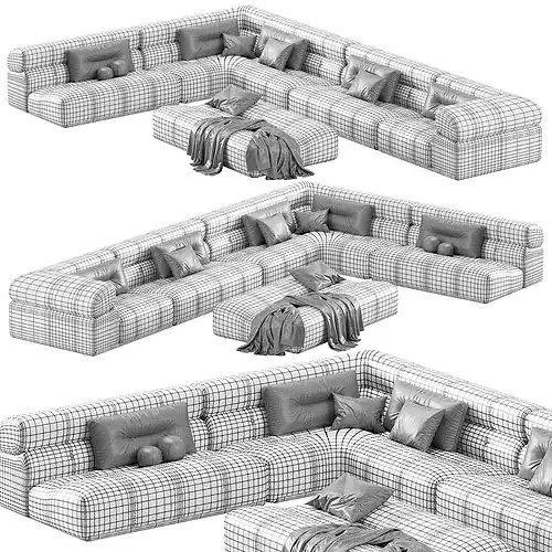 Minotti Coupe Modular Sofa Color Set 3D model 7