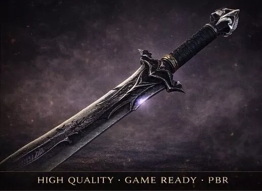 Nightreaver Blade Stylized Dark Fantasy Sword Low-poly 3D model