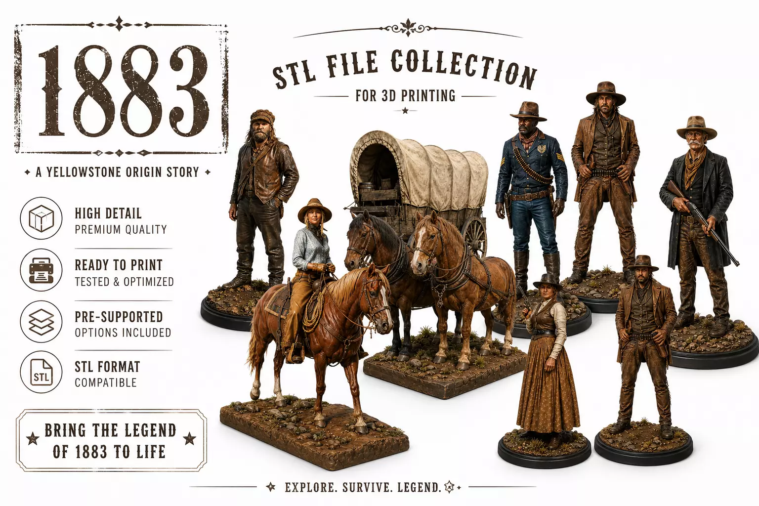 1883 STL File Collection for 3D Printing 3D print model