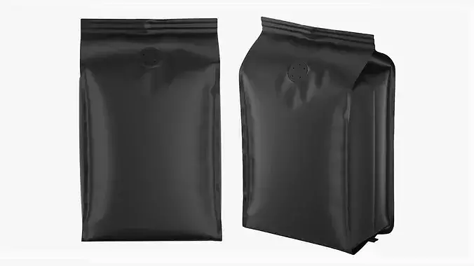 Matte Black Coffee Bag Gusset Pouch Mockup 08