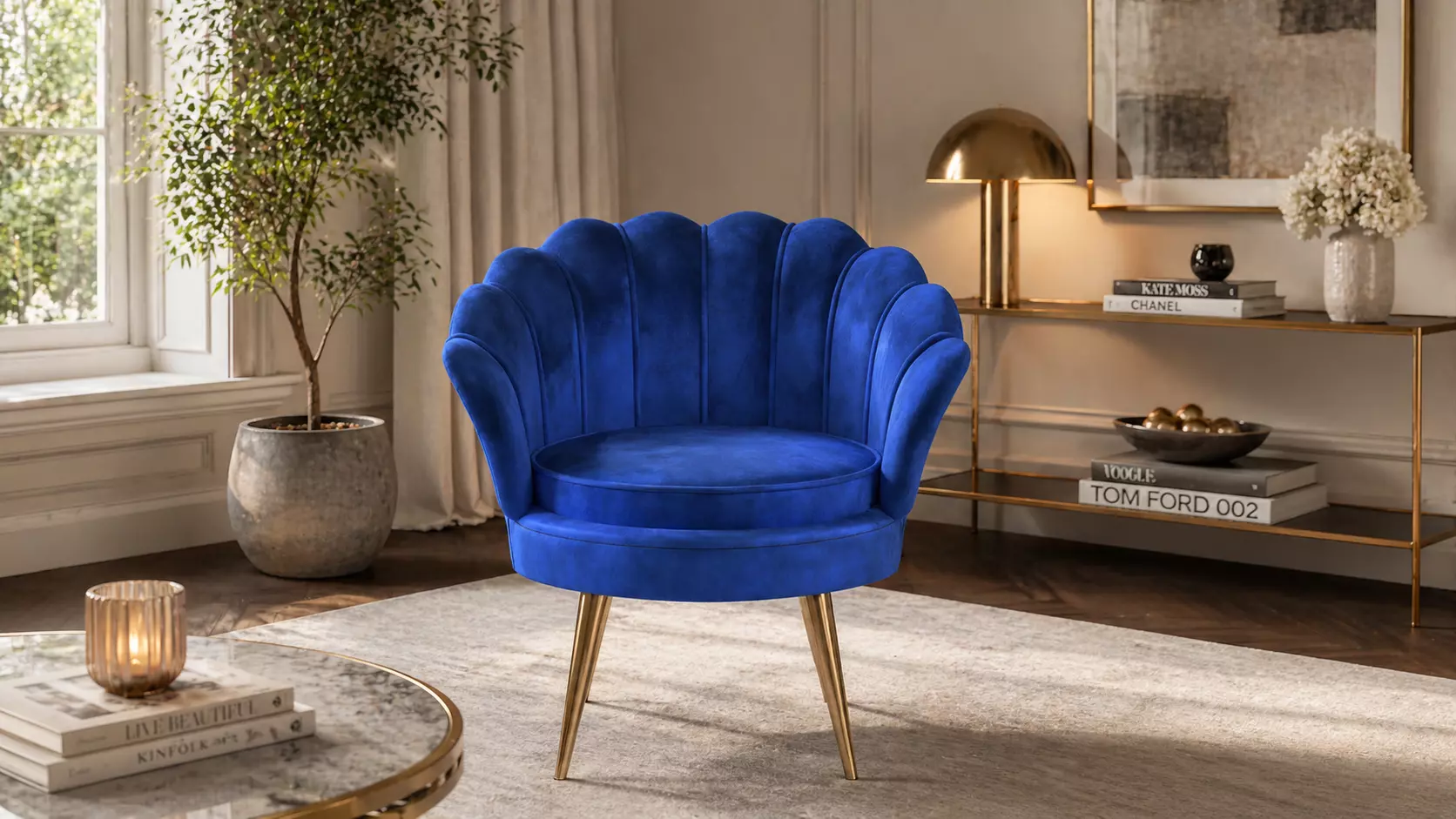 Modern Velvet Accent Chair Model 3D model