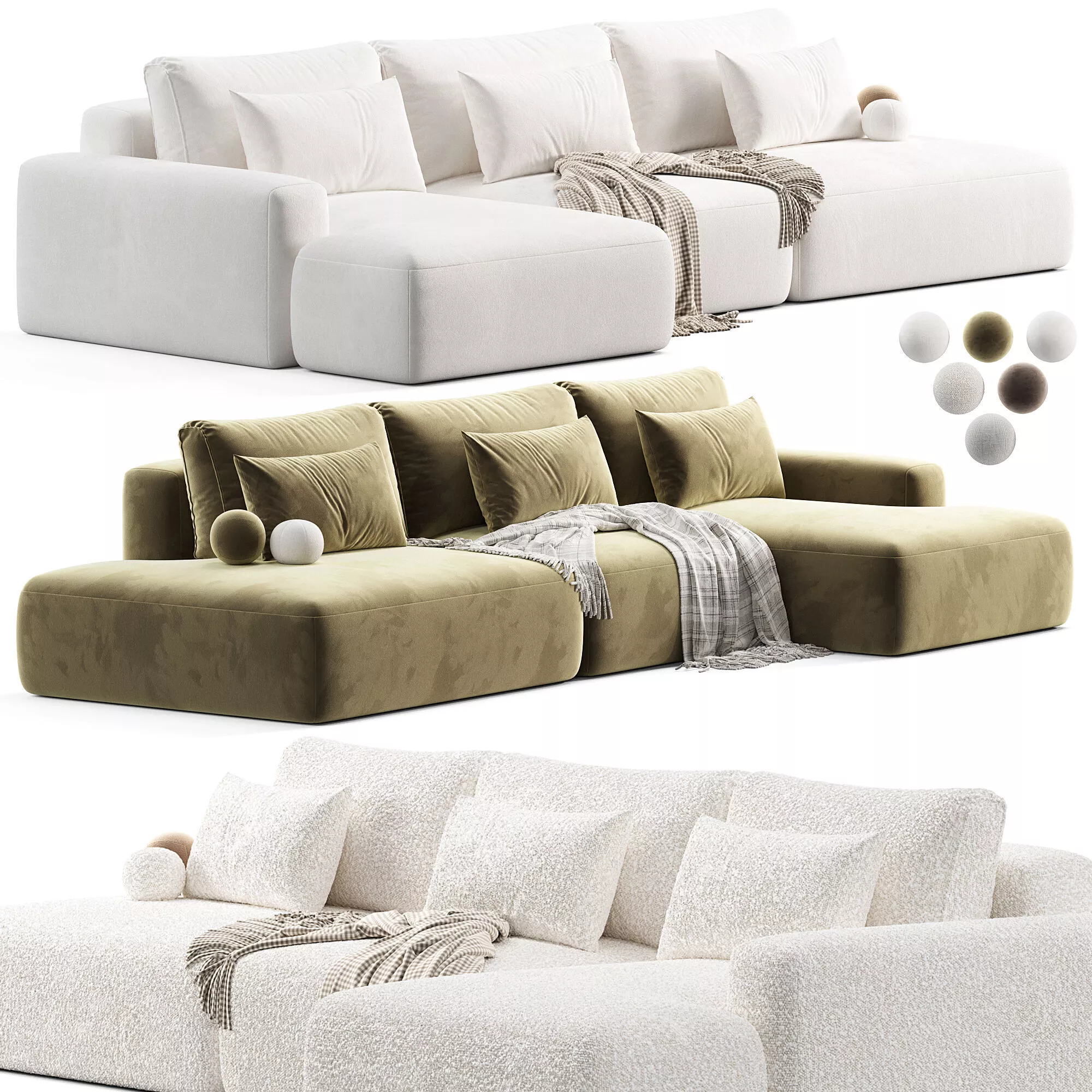 Modern Corner Liga Long Sofa-bed 3D model