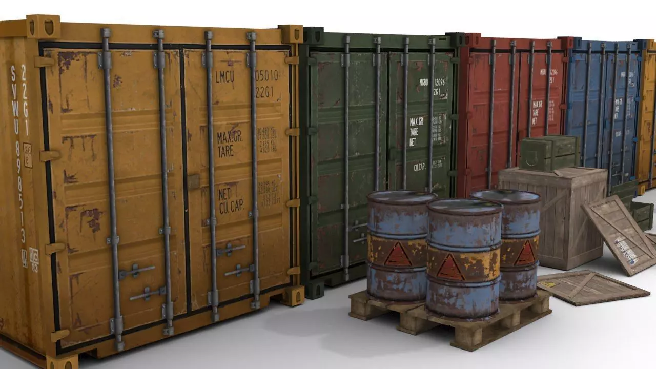 Cargo Asset Set Low-poly 3D model_0