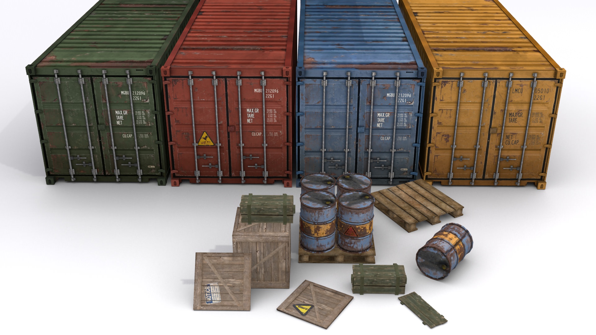 Cargo Asset Set Low-poly 3D model_2