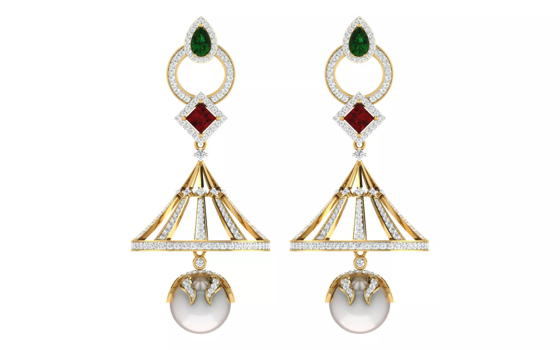 SILVER AND GOLD LONG EARRING 3D print model