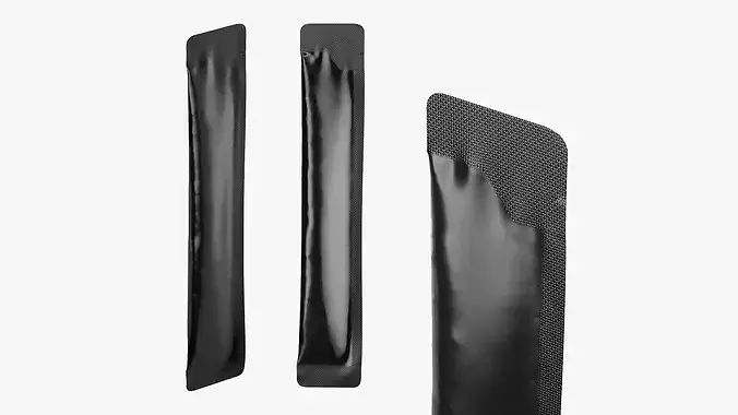 Slim Glossy Black Stick Sachet Pouch Mockup 10