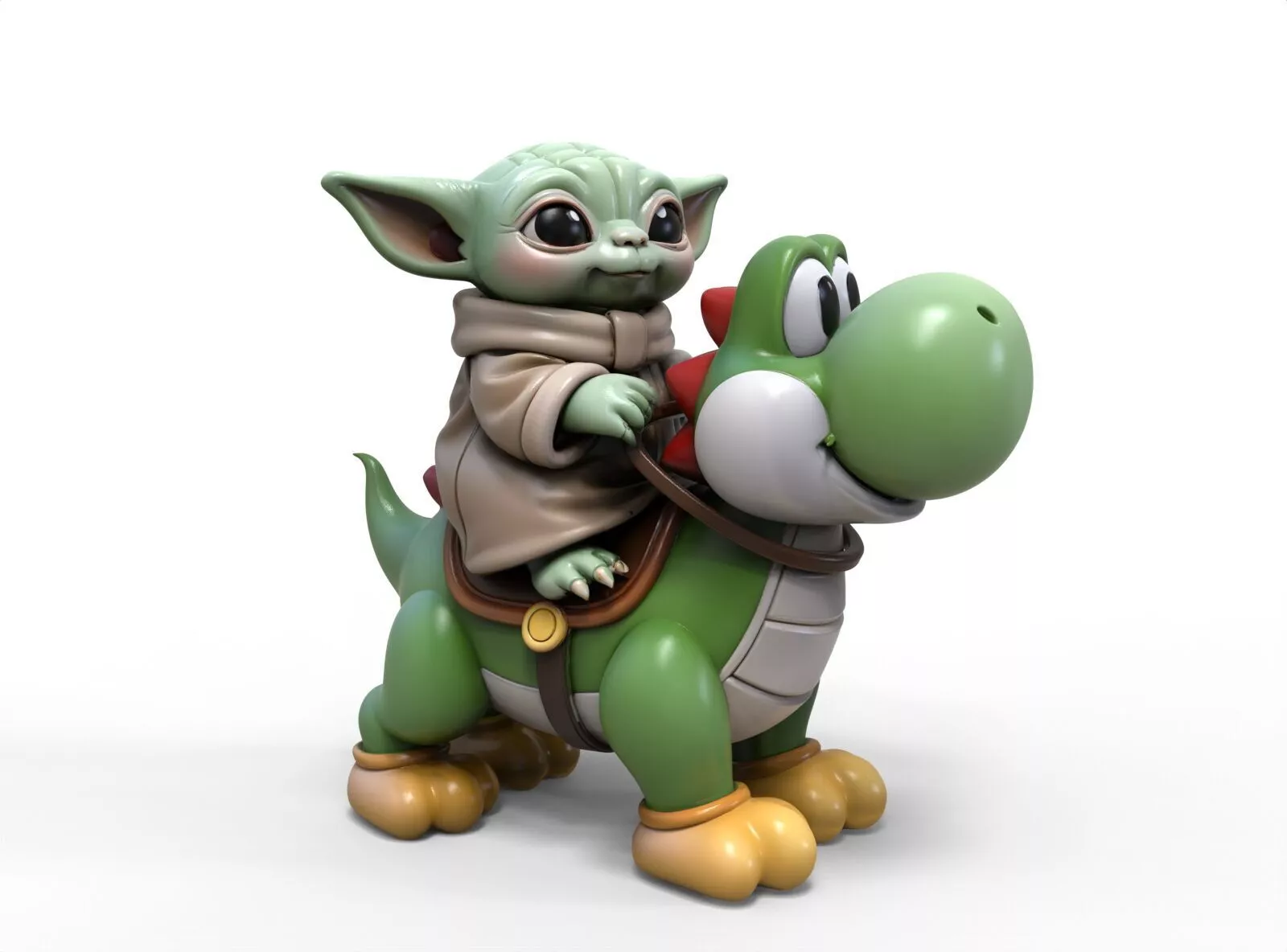 Baby Yoda riding Yoshi 3D print model