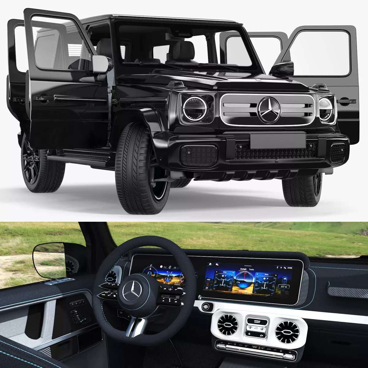 Mercedes-Benz G580 2025 Black Rigged for Cinema 4D 3D model