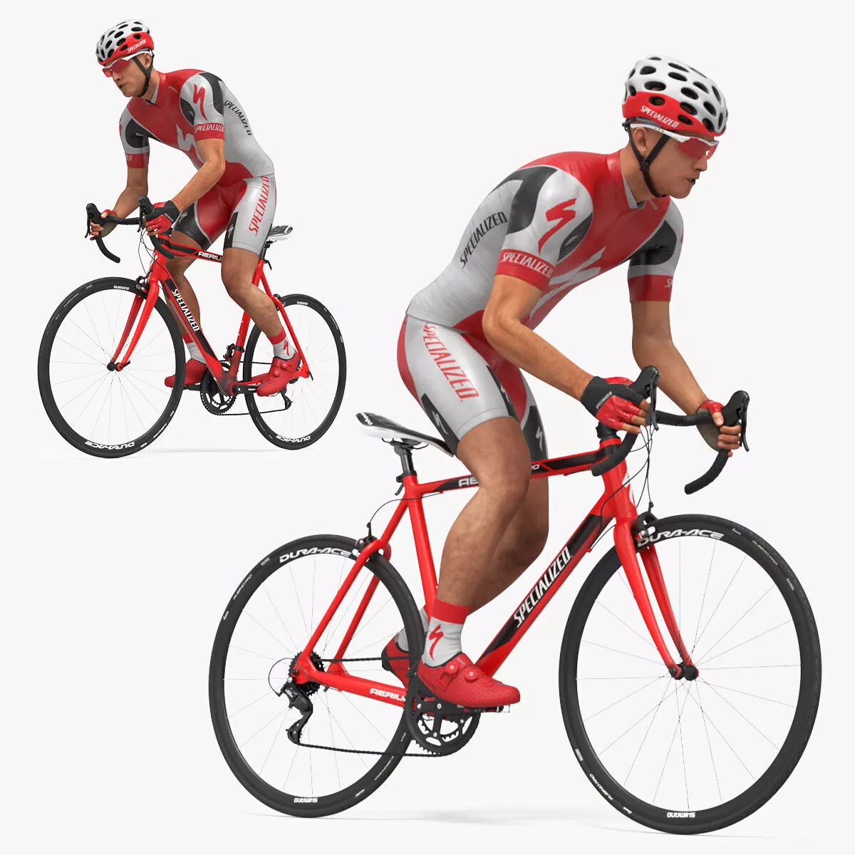 Cyclist Ride Fast Standing Animated Rigged For Maya 3D model