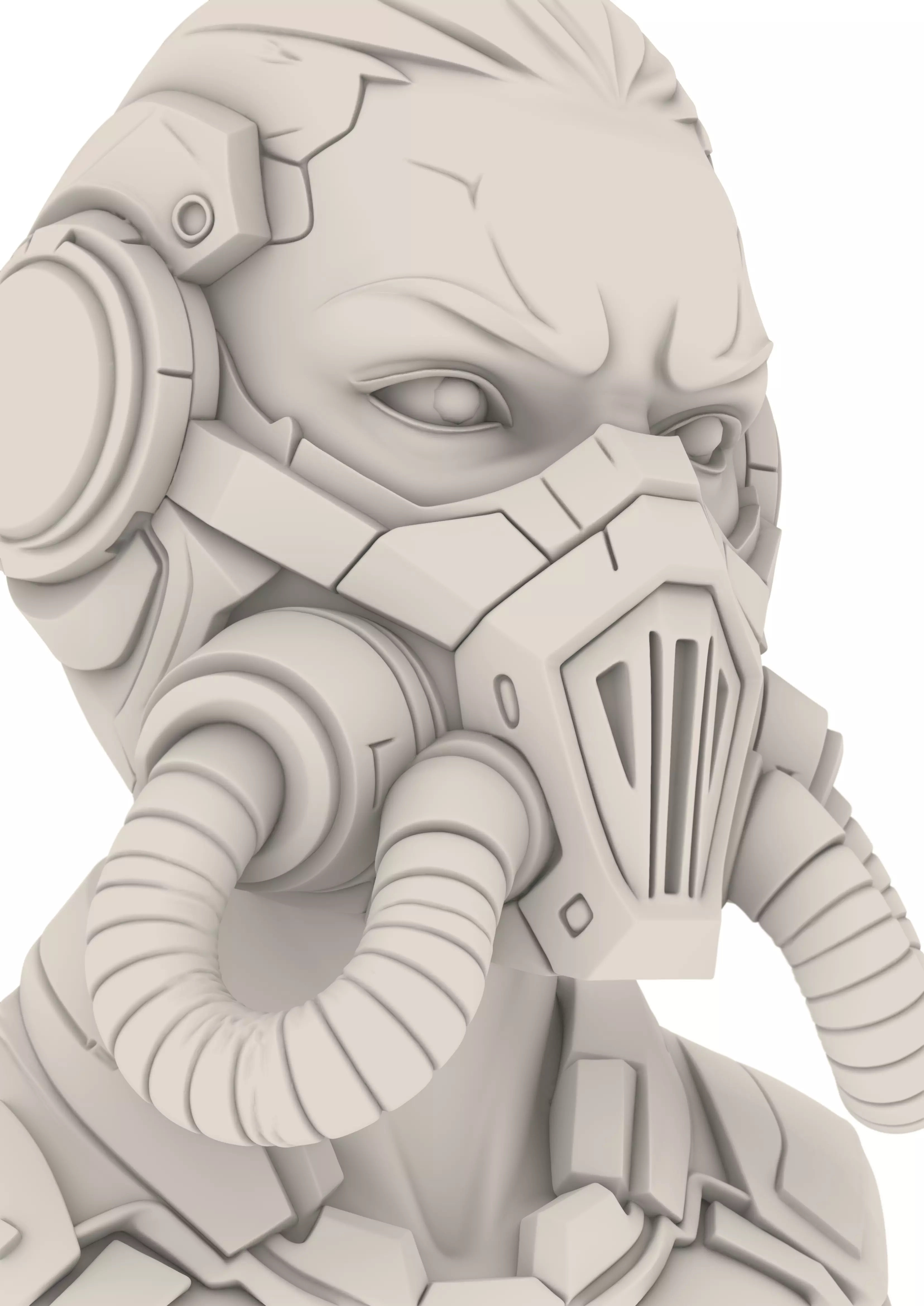 Futuristic Sci Fi Masked Bust 3D print model