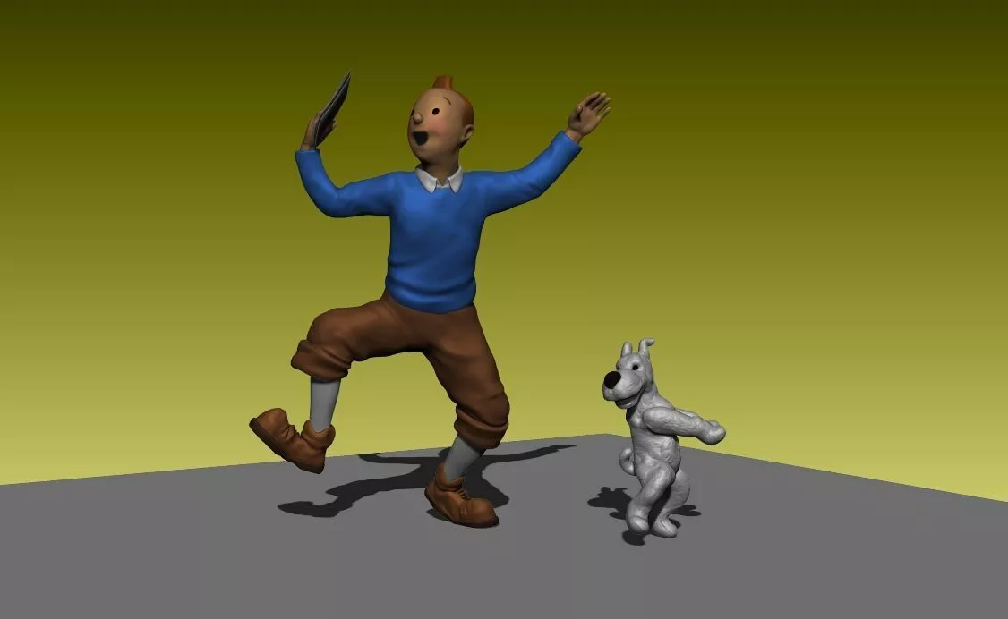 Dancing TinTin and Milo 3D print model