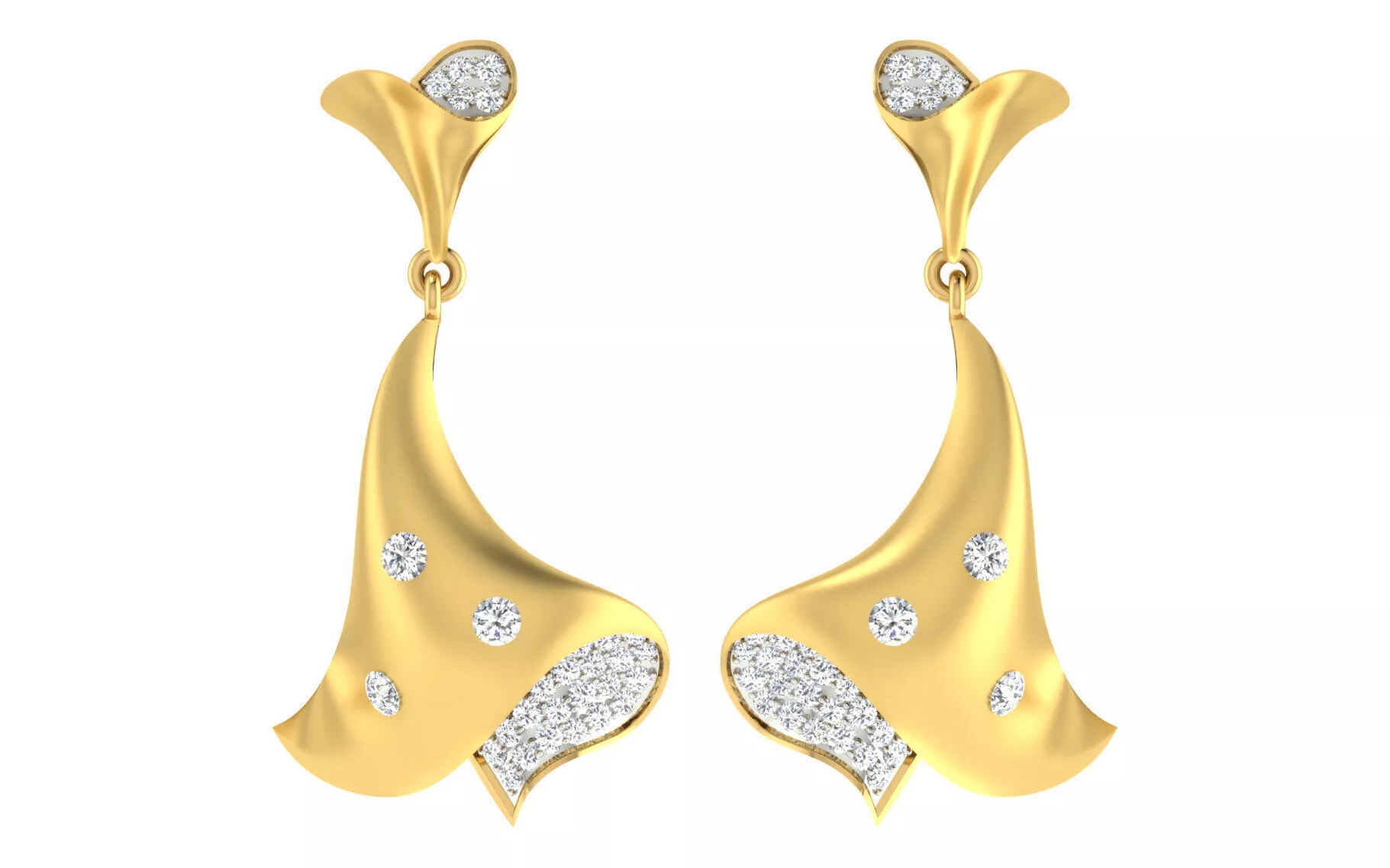SILVER AND GOLD LONG EARRINGS 3D print model