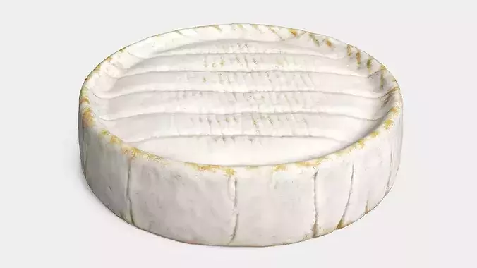 Brie Cheese Wheel Whole Round 3D model 2
