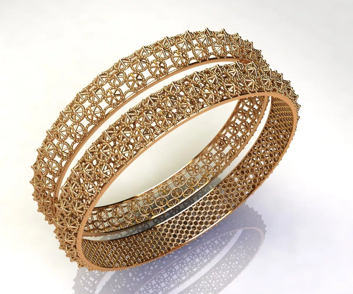 1559 Ornate Openwork Gold Bangle 60MM-11gm 3D print model