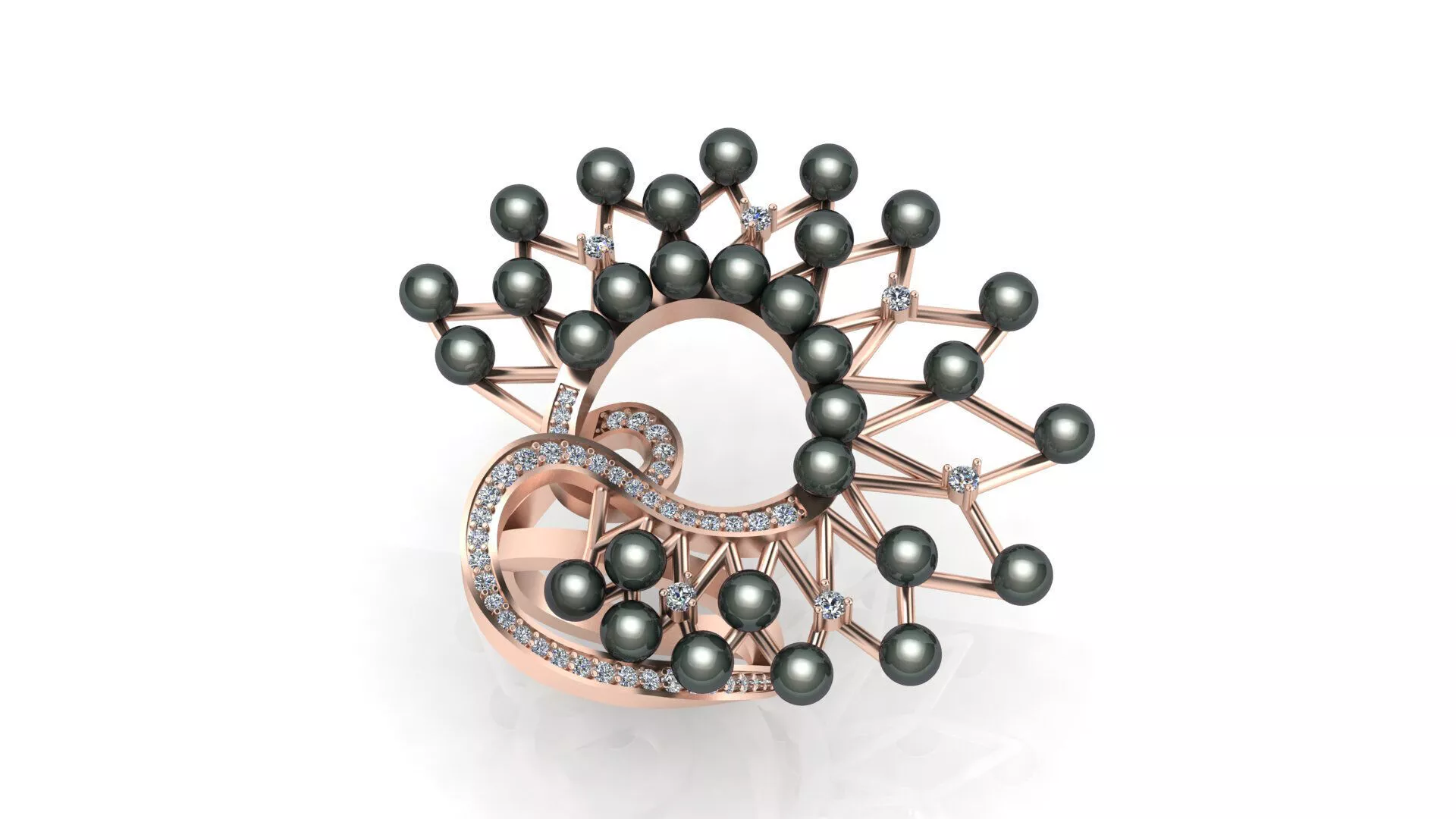 pearl high jewelry ring 3D print model